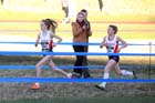 Lydia Turner leads Bobby Clay in the junior womens 4k BUPA Great Edinburgh Cross Country. Photo: David T. Hewitson/Sports for All Pics